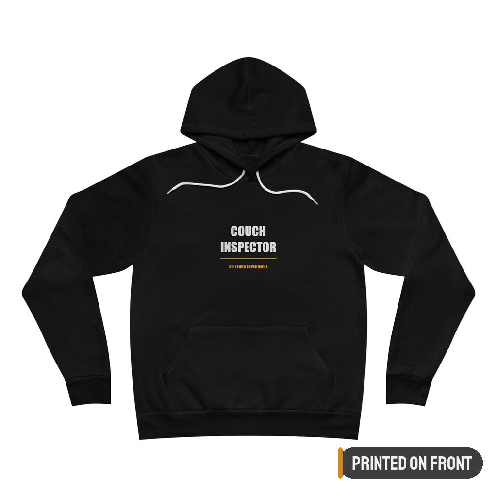 Couch Inspector Hoodie — printed on front (placement label)