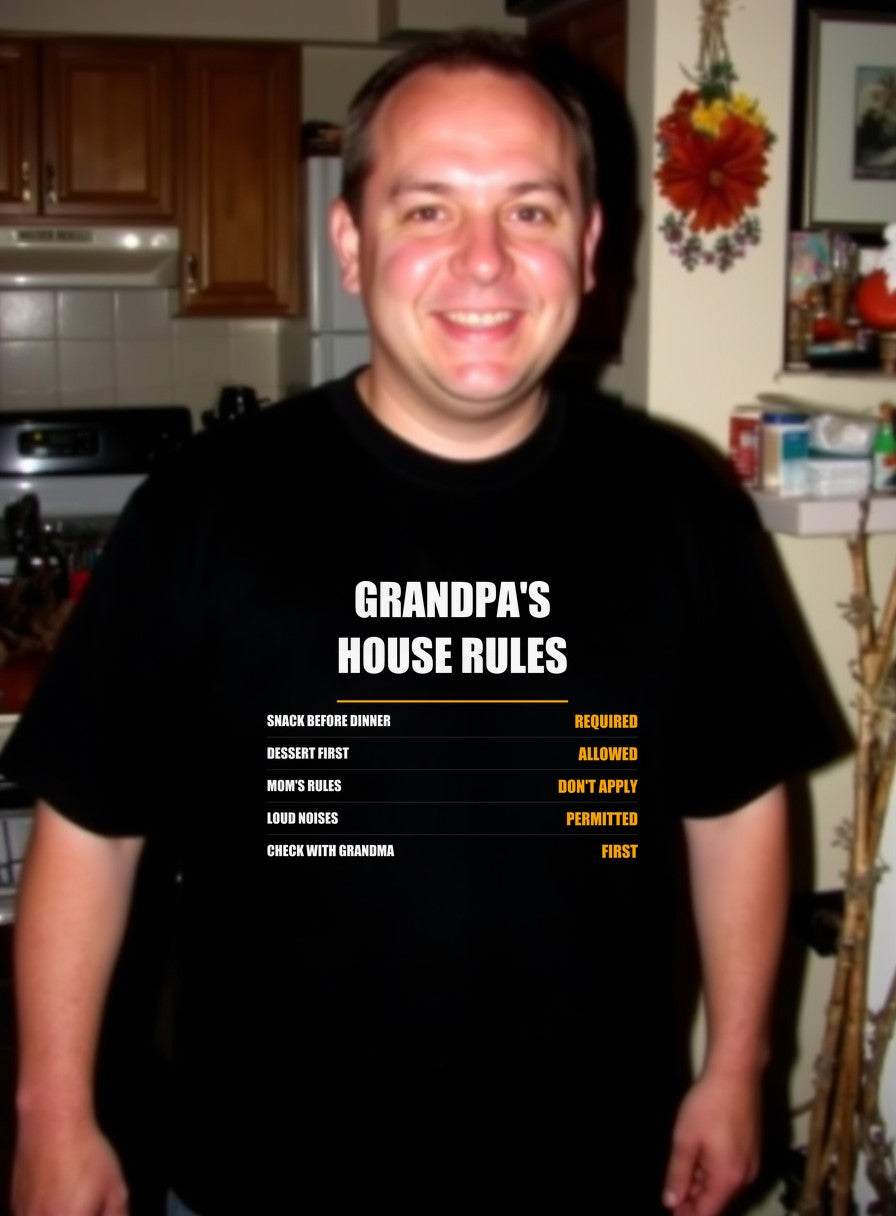 Grandpa's House Rules Shirt — worn lifestyle photo