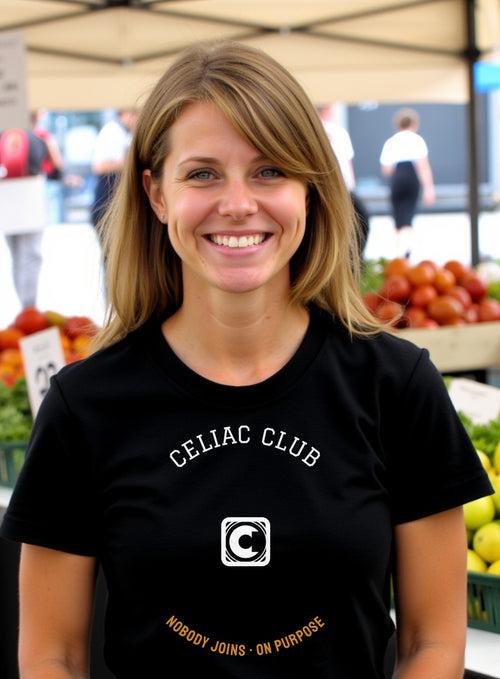 Celiac Club Nobody Joins On Purpose Shirt — worn lifestyle photo