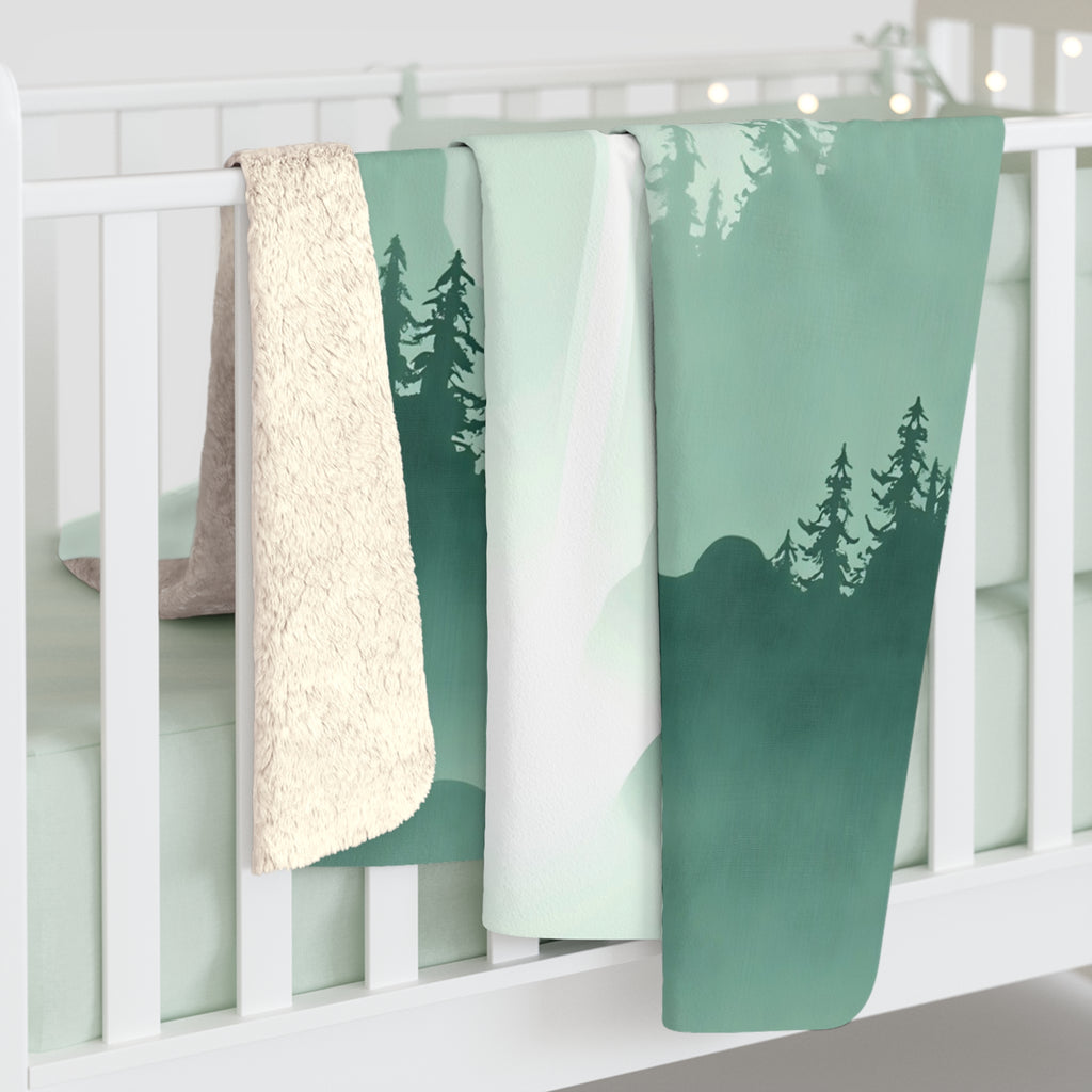 Waterfall Misty Landscape Sherpa Throw Blanket - Zen Asian-Inspired Decor, Cozy Fleece Gift