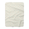 Fern & Seedhead Sherpa Throw Blanket - Vintage Botanical Pattern, Patina Blue & Terracotta on Cream - Mossbridge