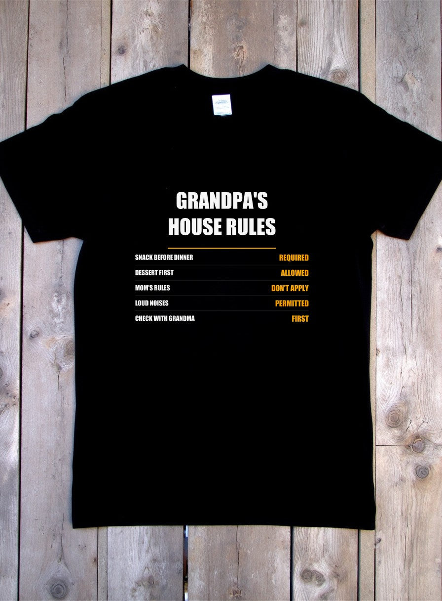 Grandpa's House Rules Shirt — flat lay photo