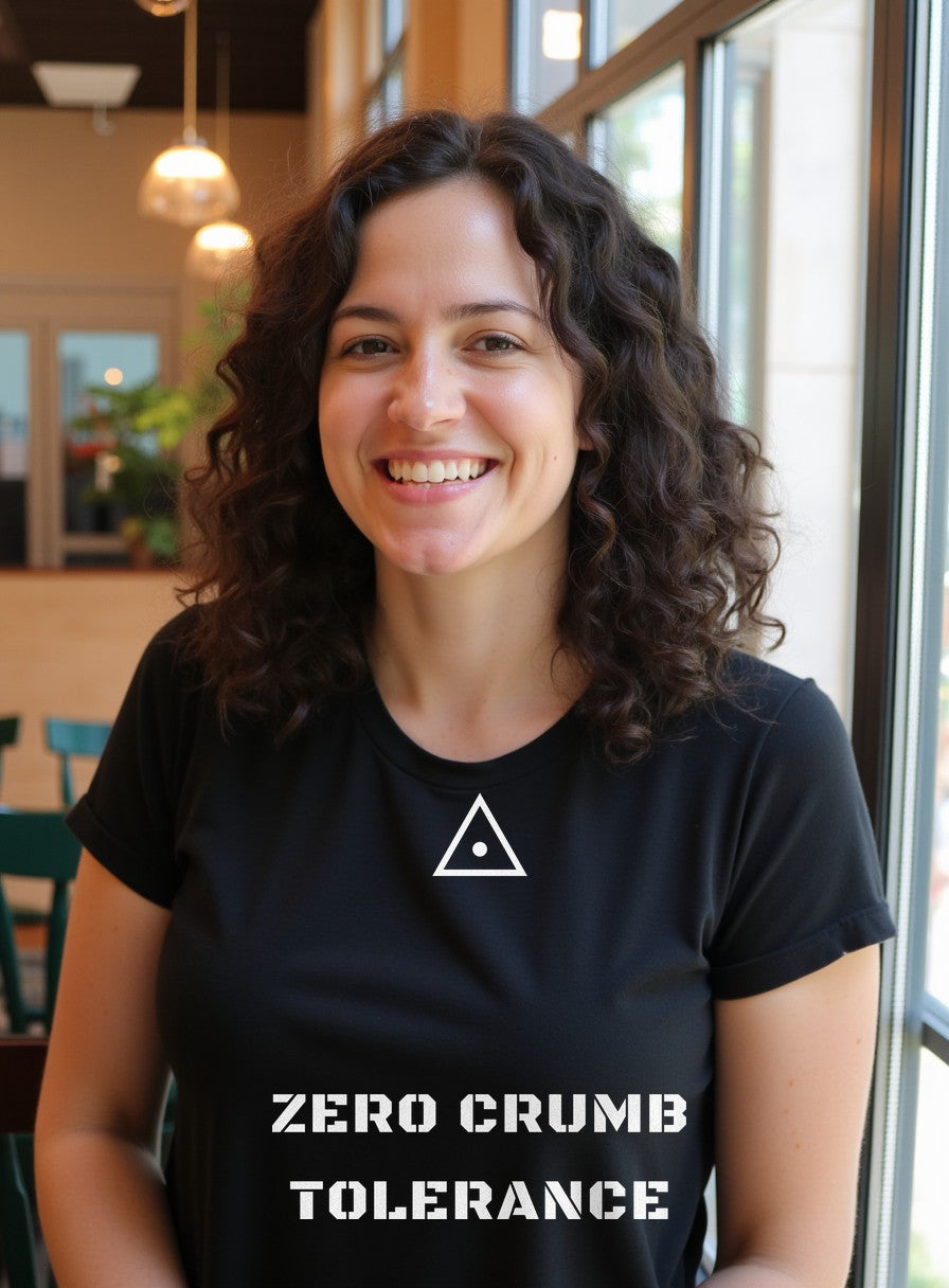 Zero Crumb Tolerance Shirt — worn lifestyle photo