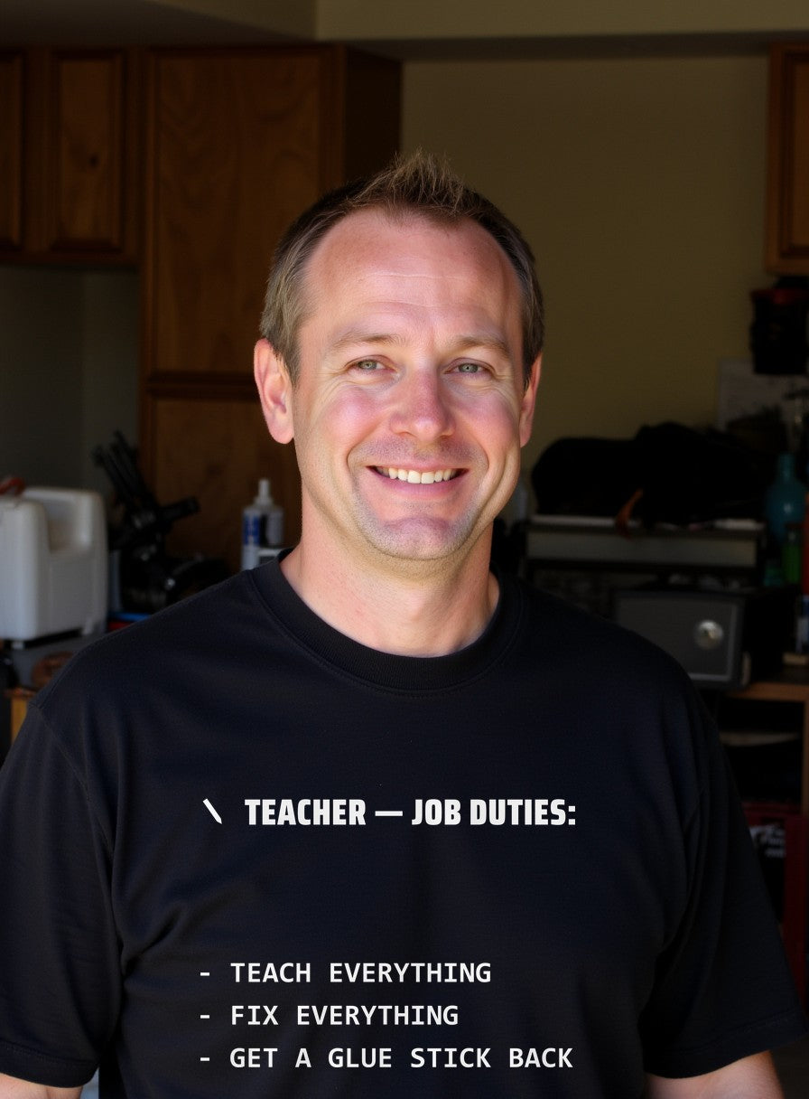 Teacher Job Duties Shirt — worn lifestyle photo
