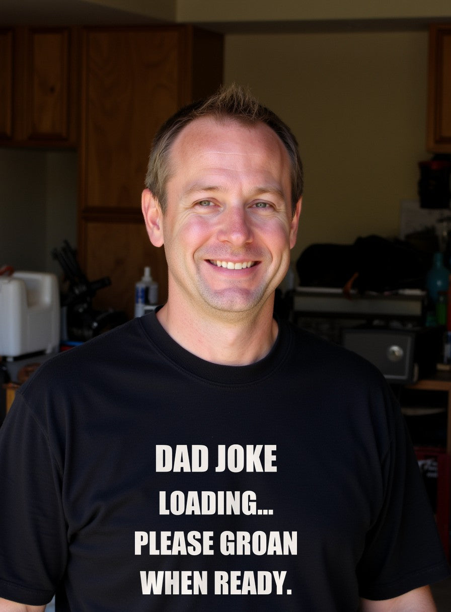 Dad Joke Loading Please Groan When Ready Shirt — worn lifestyle photo