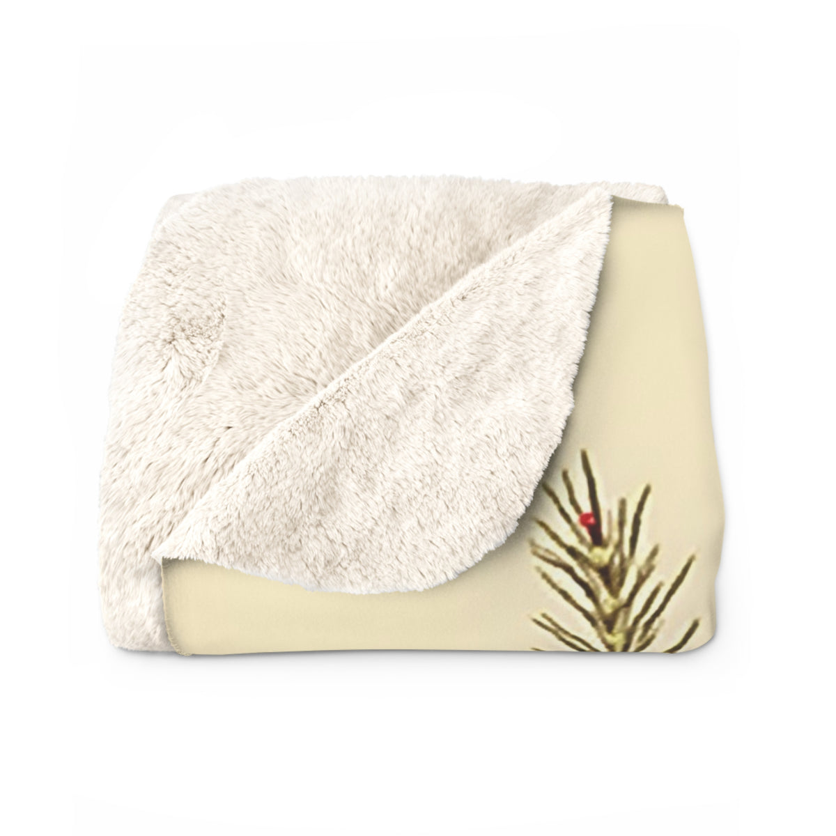 Vintage Poinsettia Sherpa Throw Blanket - Antique Botanical Christmas Floral