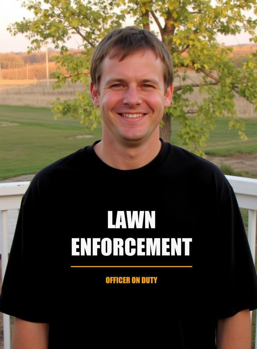 Lawn Enforcement Shirt — worn lifestyle photo