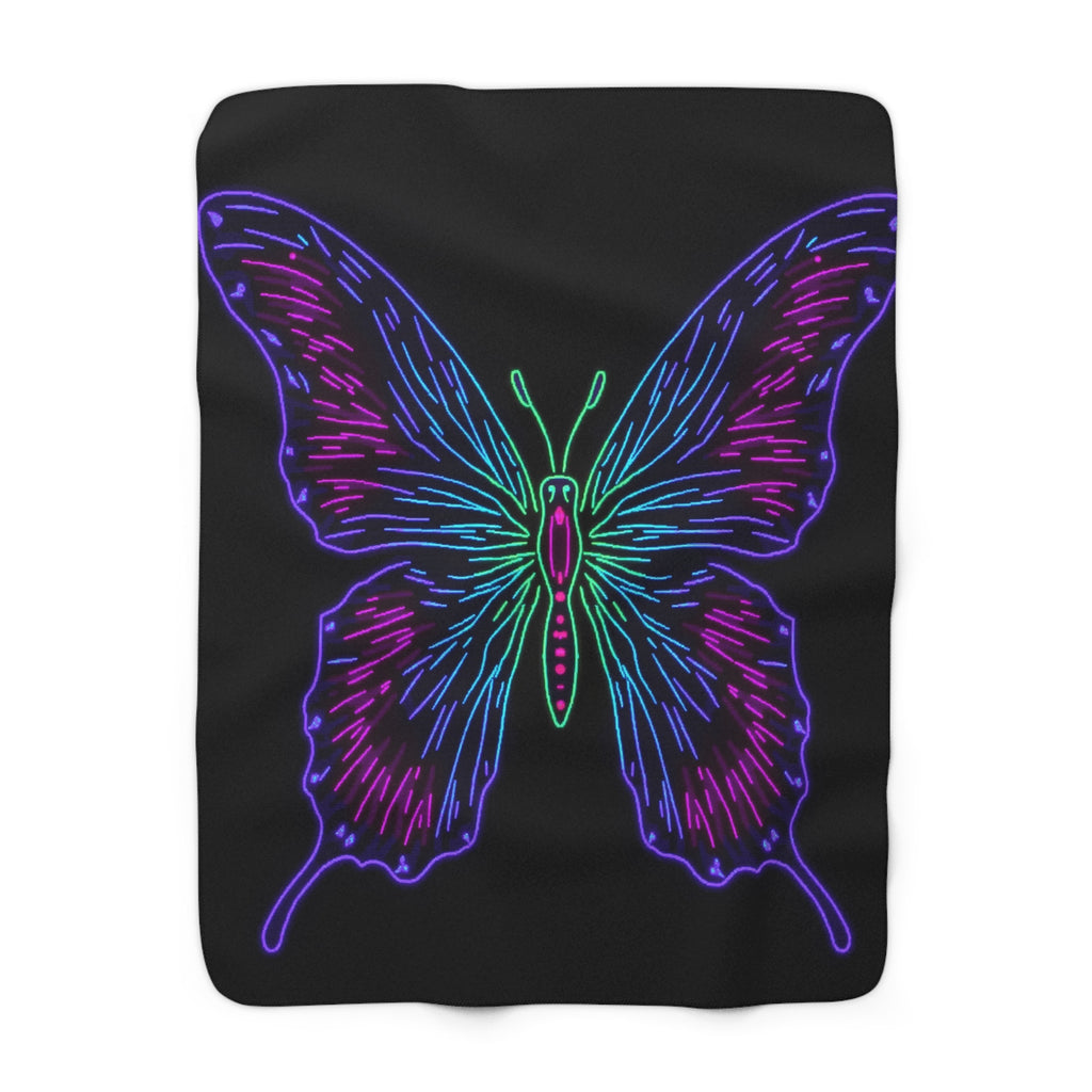 Neon Butterfly Sherpa Throw Blanket from Kindling & Hammer