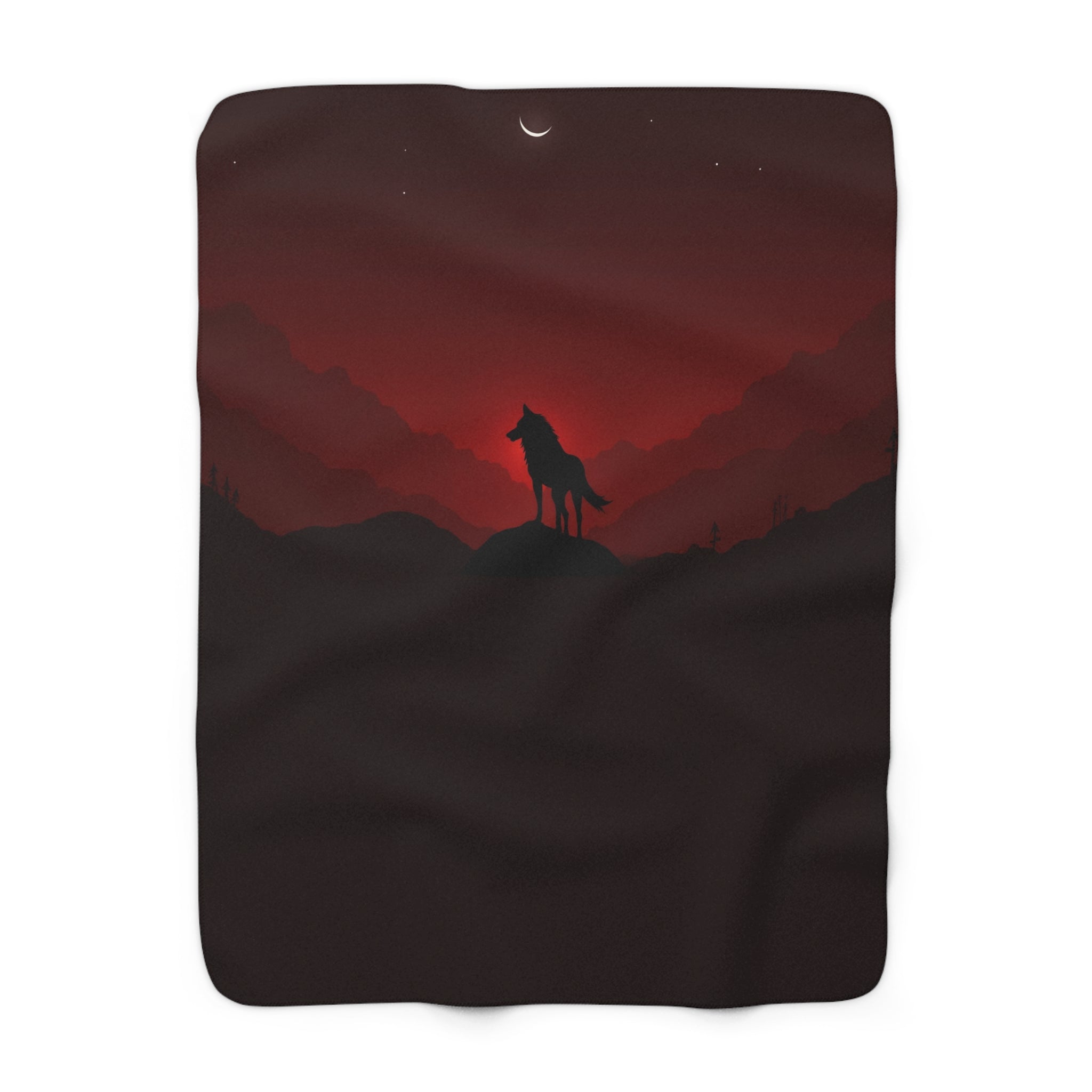 Lone Wolf at Blood Dusk Sherpa Blanket from Kindling & Hammer