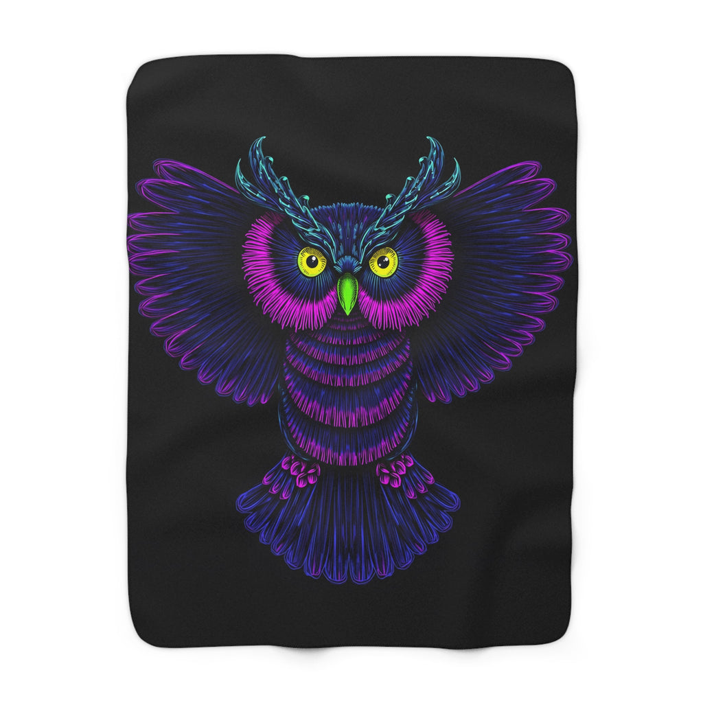 Neon Owl Sherpa Throw Blanket from Kindling & Hammer
