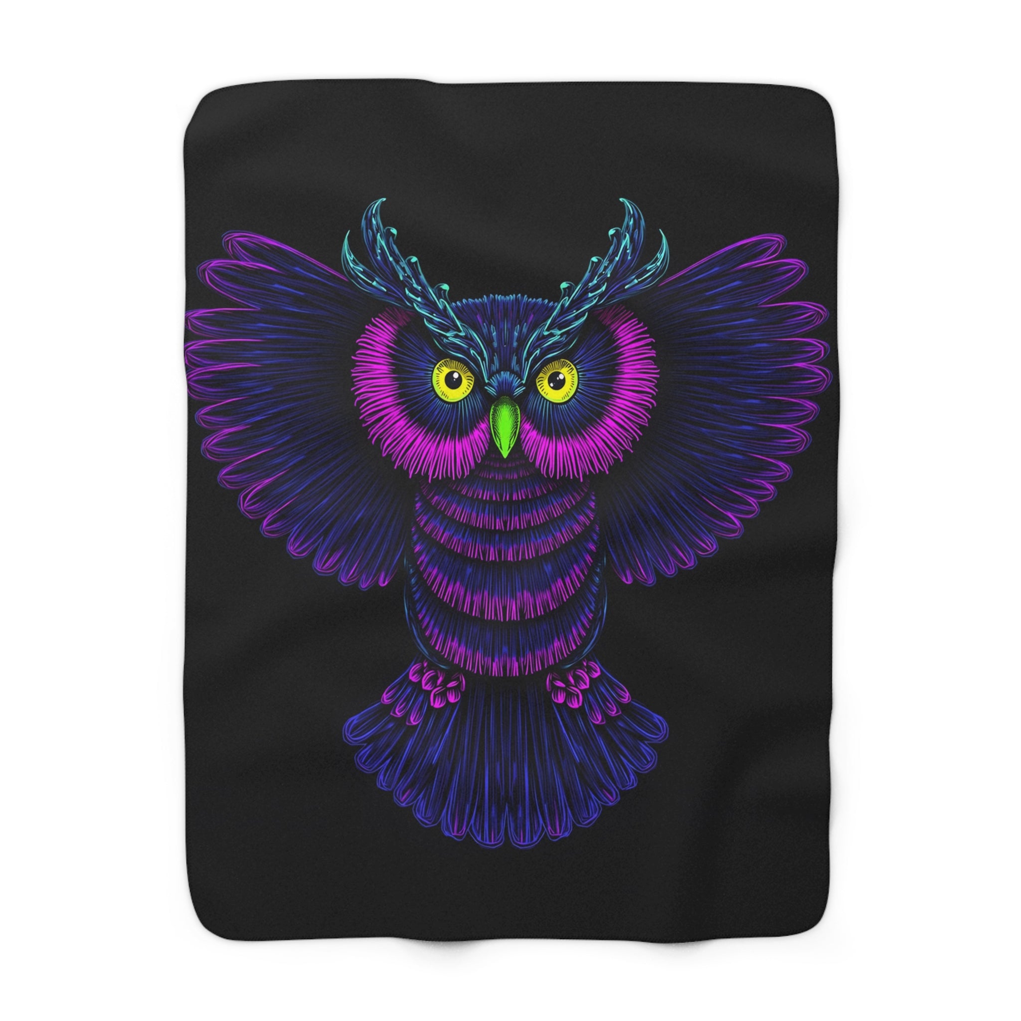 Neon Owl Sherpa Throw Blanket from Kindling & Hammer