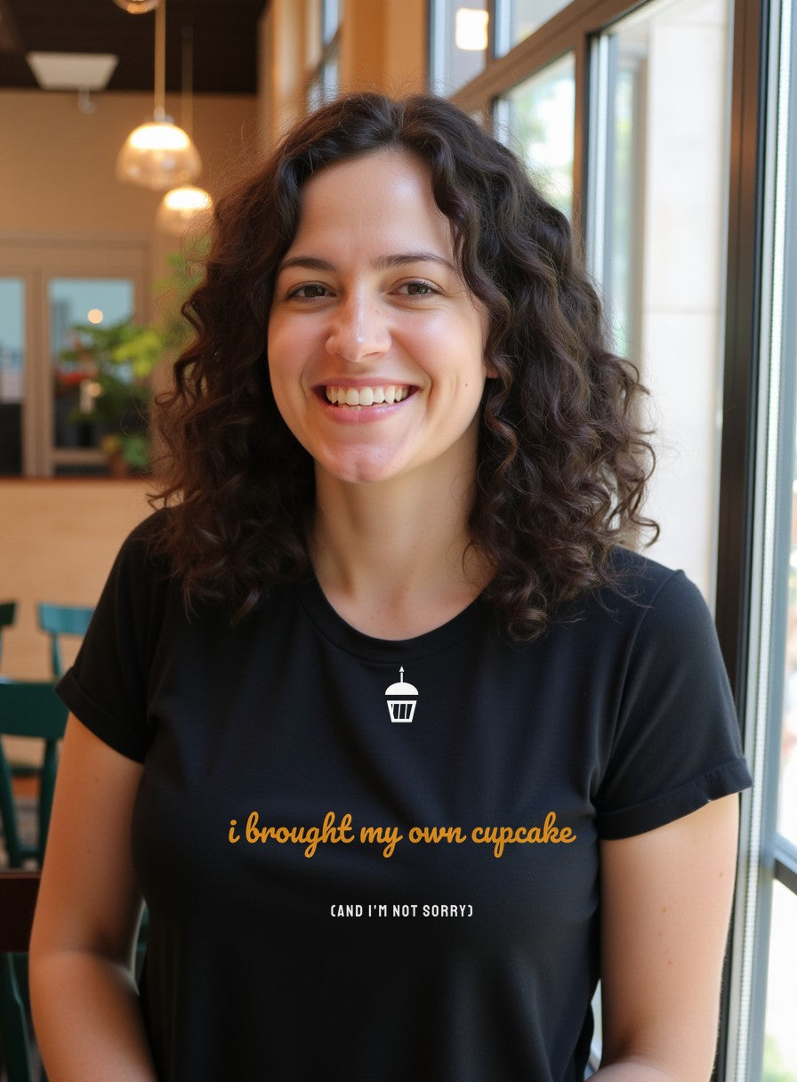 I Brought My Own Cupcake Shirt — worn lifestyle photo