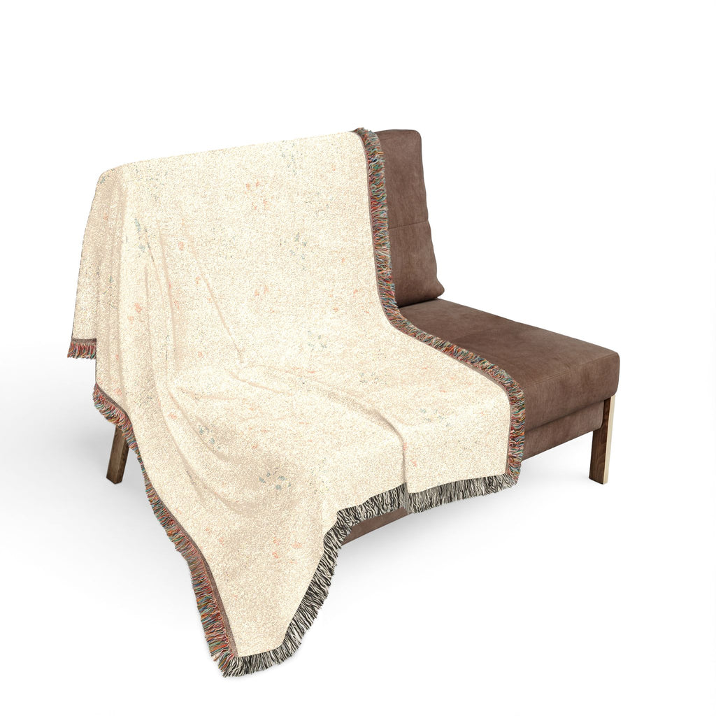 Fern & Seedhead Woven Throw Blanket - Jacquard Woven Botanical, Patina Blue & Terracotta - Mossbridge