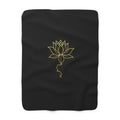 Gold Lotus Line Art Sherpa Throw Blanket from Kindling & Hammer