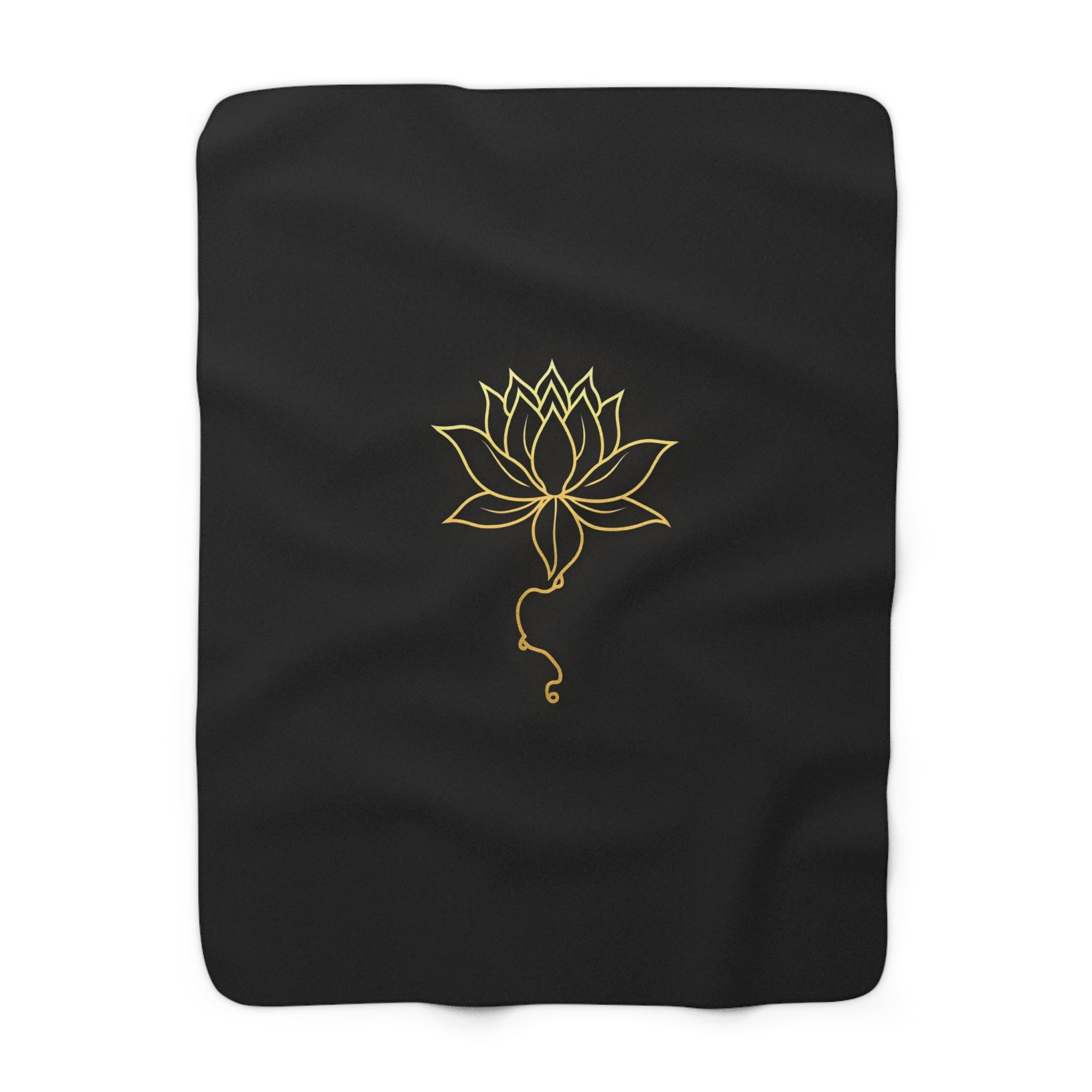 Gold Lotus Line Art Sherpa Throw Blanket from Kindling & Hammer
