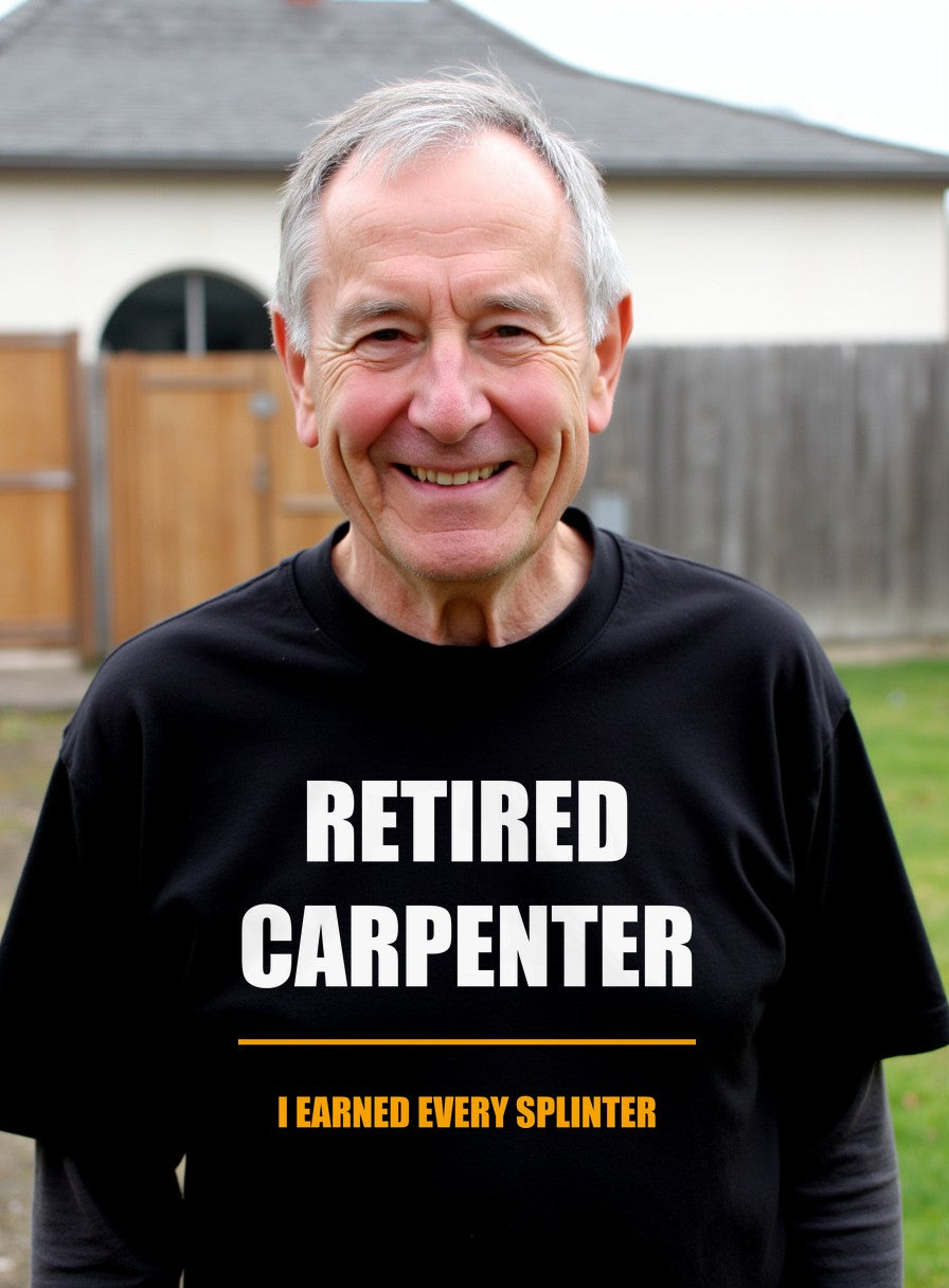 I Earned Every Splinter Shirt, Retired Carpenter Father's Day Gift, Tradesman Tee — worn lifestyle photo