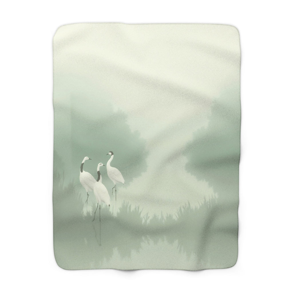 Crane Misty Landscape Sherpa Throw Blanket from Kindling & Hammer