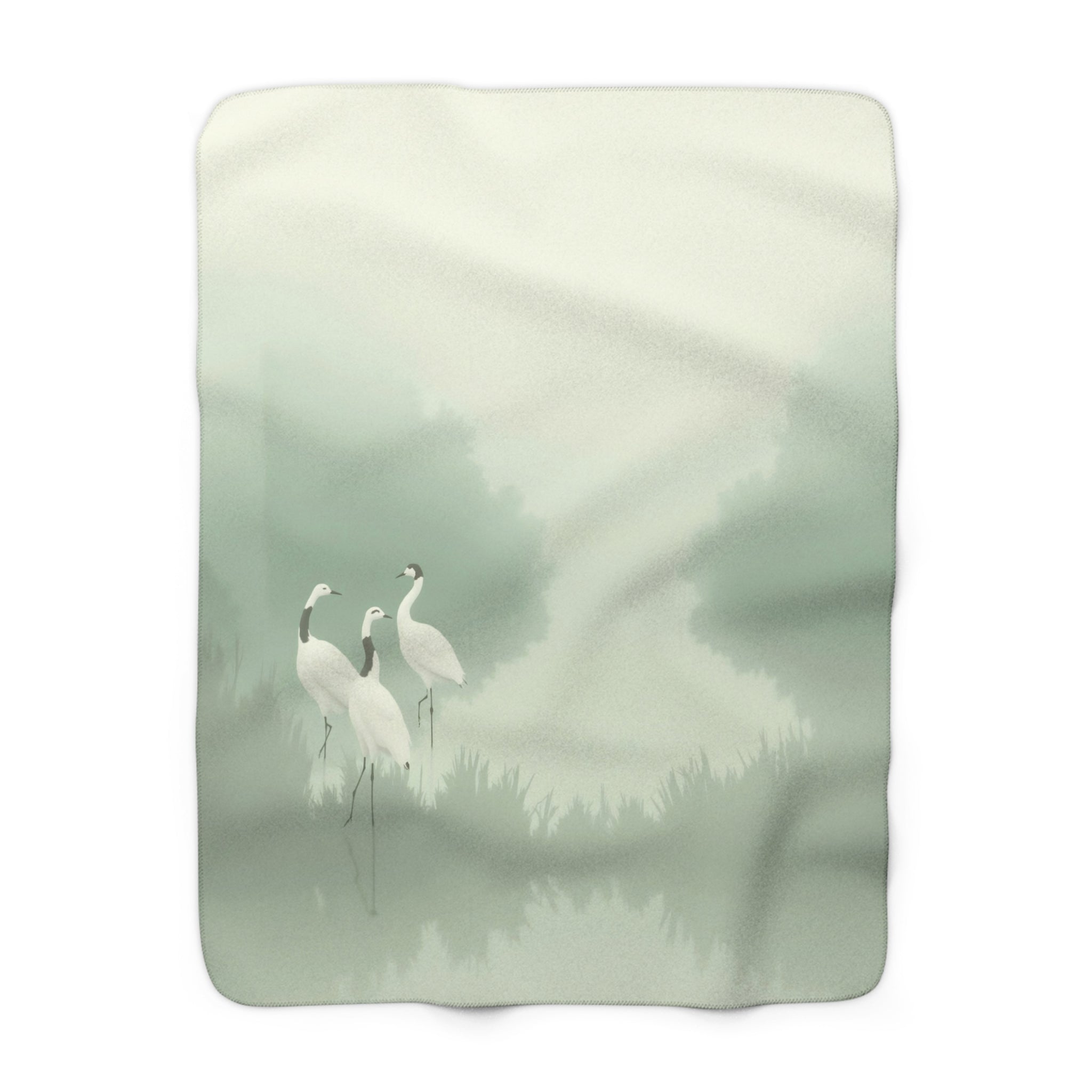 Crane Misty Landscape Sherpa Throw Blanket from Kindling & Hammer