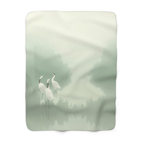 Crane Misty Landscape Sherpa Throw Blanket from Kindling & Hammer