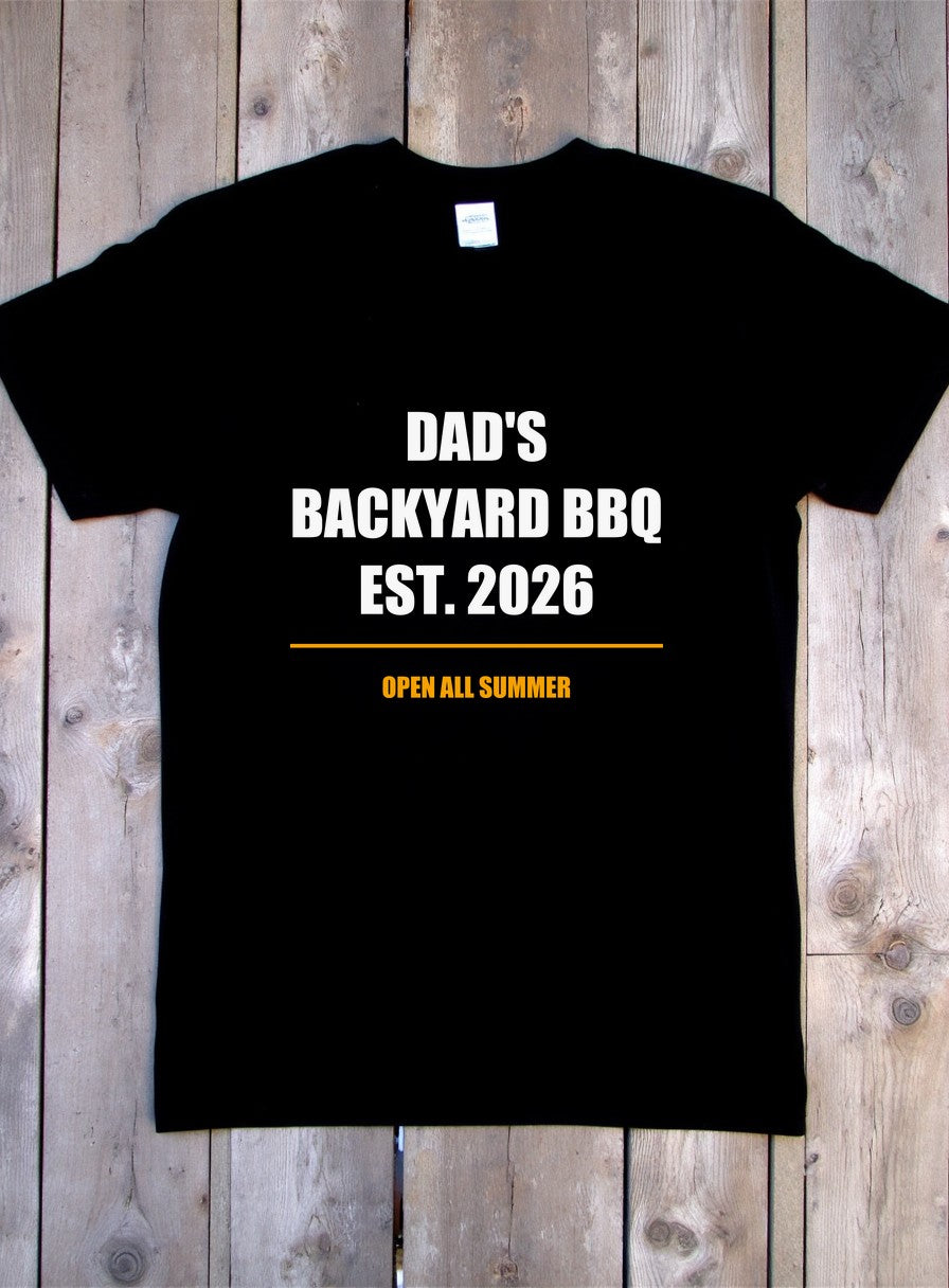 Dad's Backyard BBQ Est 2026 Shirt — flat lay photo