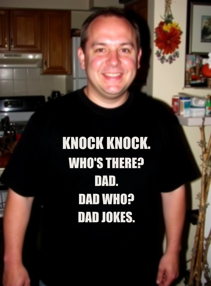 Knock Knock Dad Jokes Shirt — worn lifestyle photo