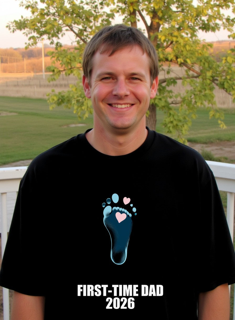 First Time Dad 2026 Shirt — worn lifestyle photo