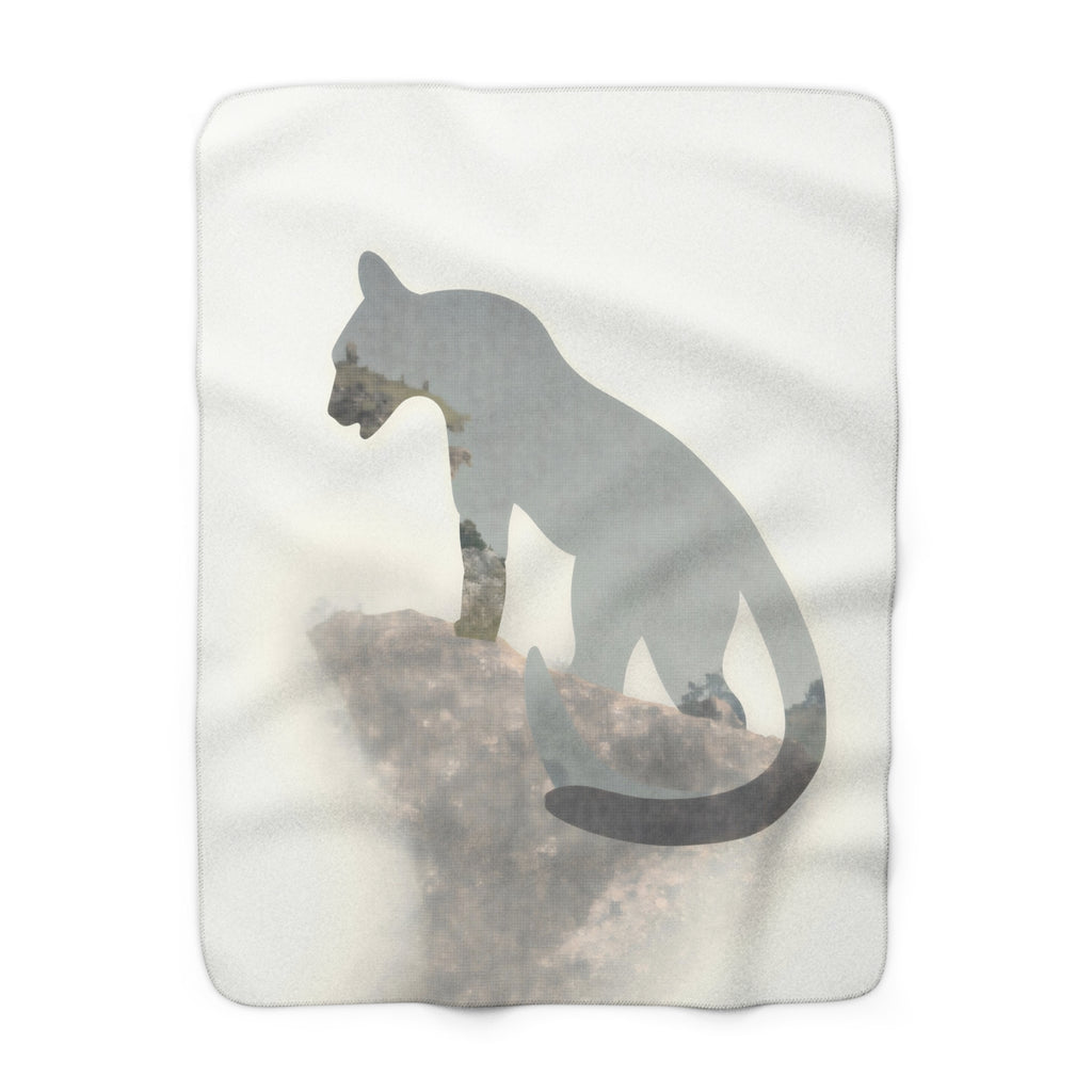Mountain Lion Double Exposure Sherpa Throw Blanket from Kindling & Hammer