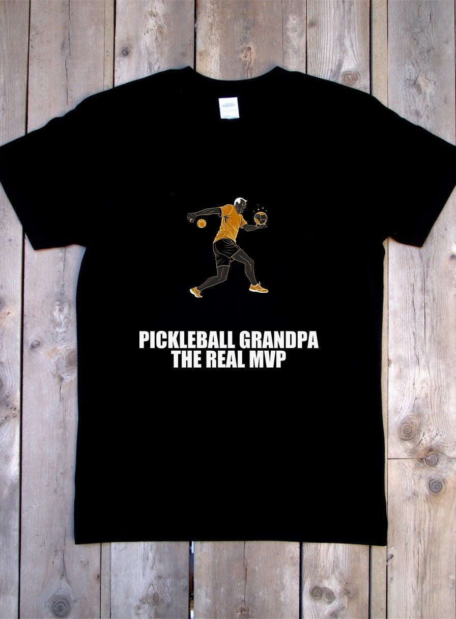 Pickleball Grandpa The Real MVP Shirt — flat lay photo