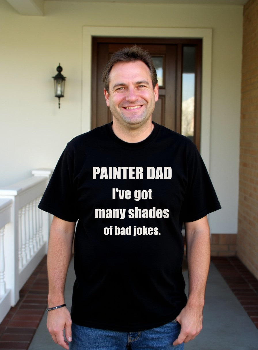 Painter Dad Many Shades Of Bad Jokes Shirt — worn lifestyle photo