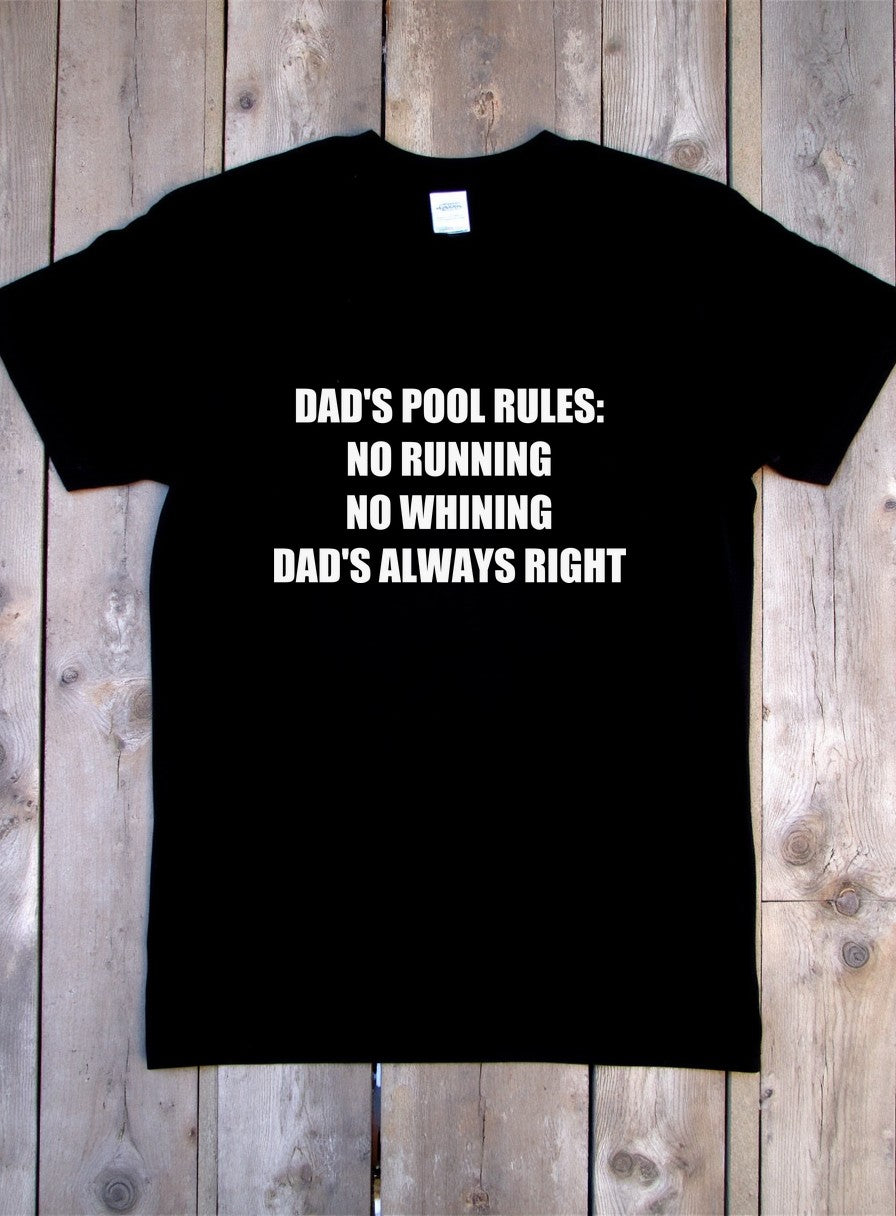 Dad's Pool Rules Shirt — flat lay photo