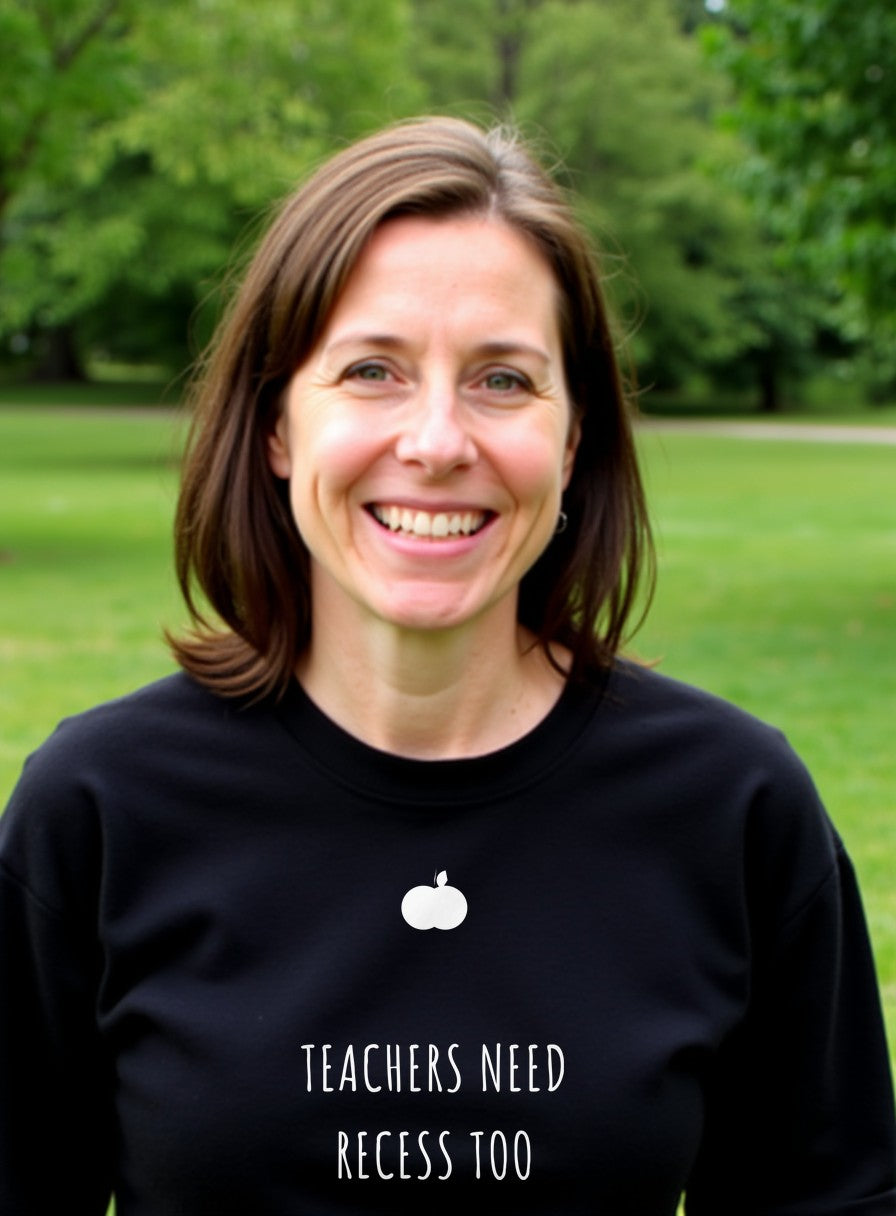 Teachers Need Recess Too Shirt — worn lifestyle photo