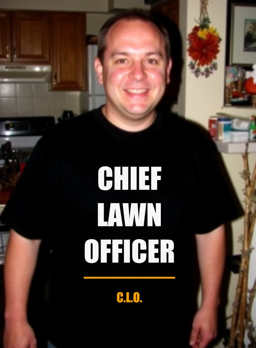 Chief Lawn Officer Shirt — worn lifestyle photo