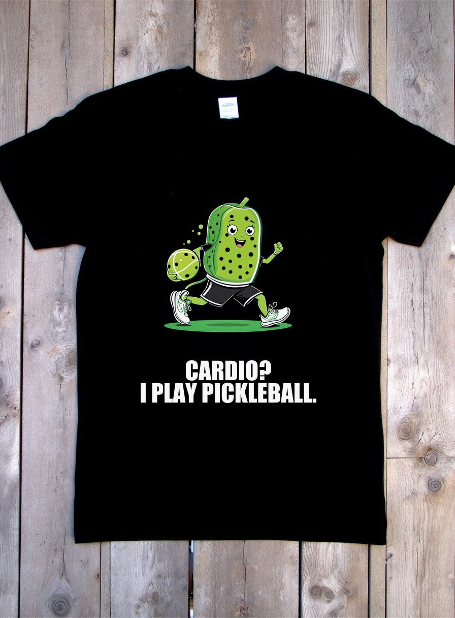 Cardio I Play Pickleball Shirt — flat lay photo