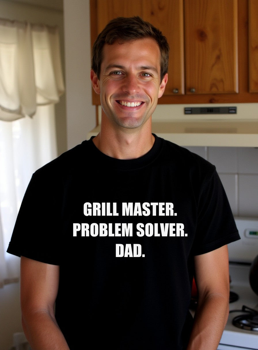 Grill Master Problem Solver Dad Shirt — worn lifestyle photo