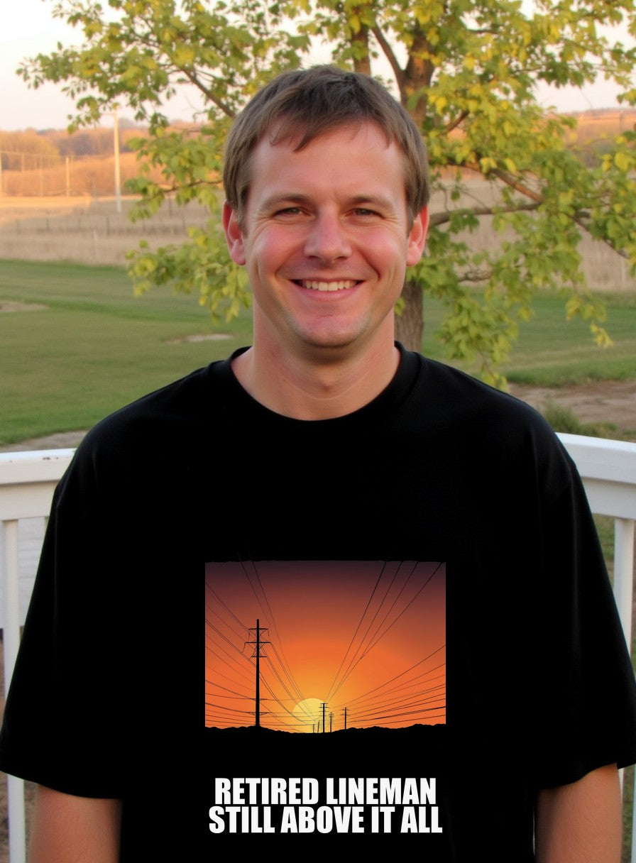 Retired Lineman Shirt — worn lifestyle photo
