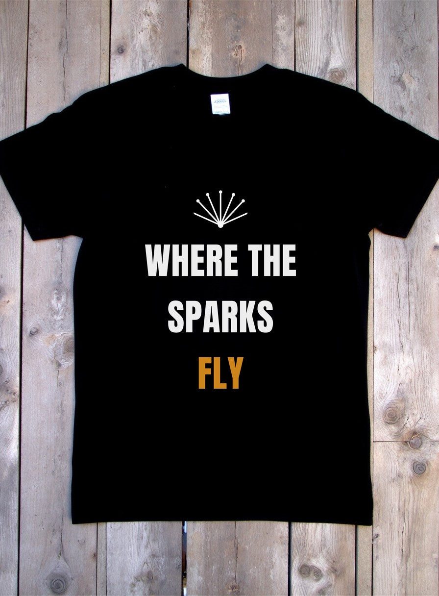 Where The Sparks Fly Welder Shirt — flat lay photo