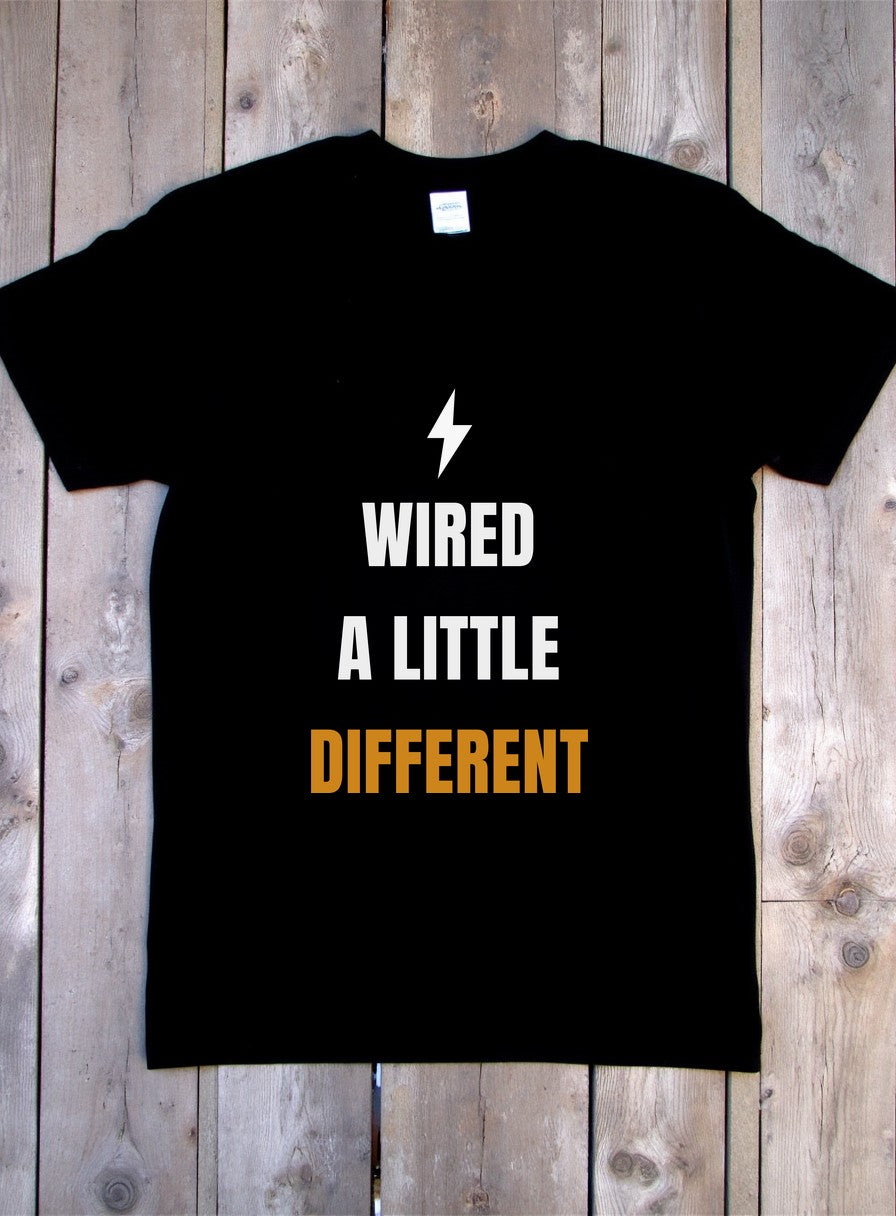 Wired A Little Different Shirt — flat lay photo