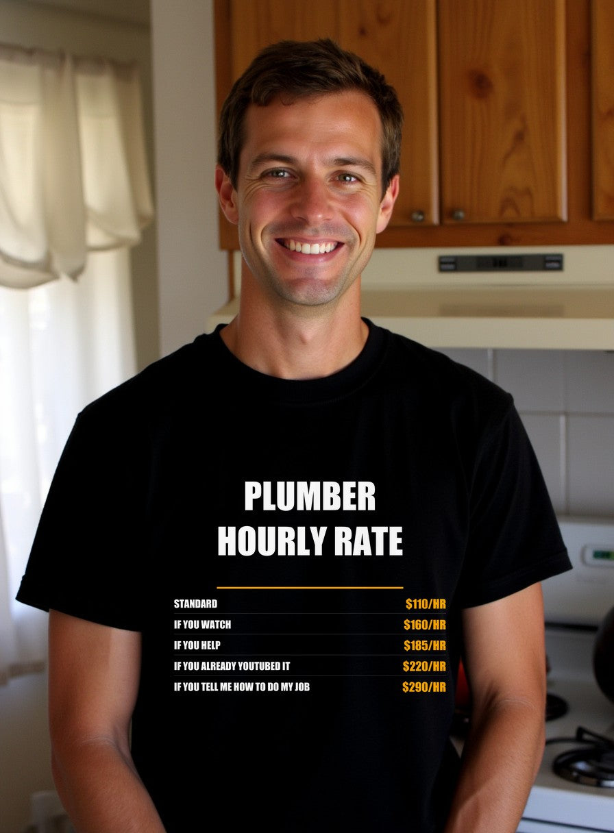Plumber Hourly Rate Shirt — worn lifestyle photo