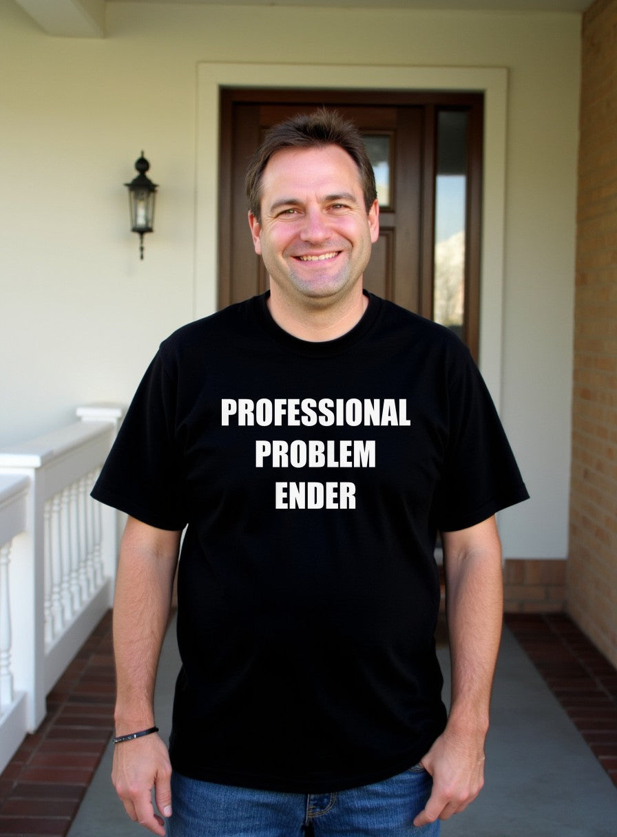 Problem Ender Shirt, Funny Handyman Father's Day Gift, Mr Fix It Tee, Tradesman Humor — worn lifestyle photo