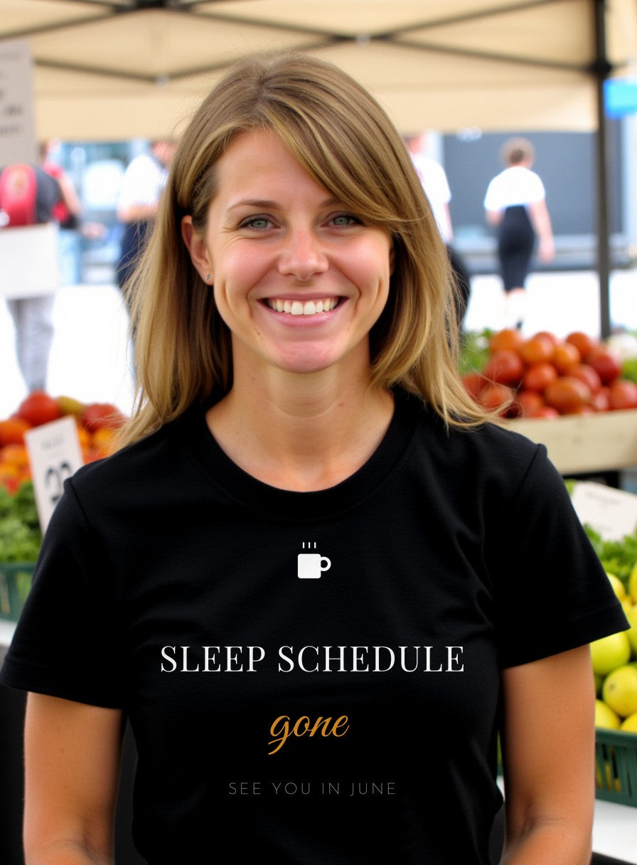 Sleep Schedule Gone See You In June Shirt — worn lifestyle photo