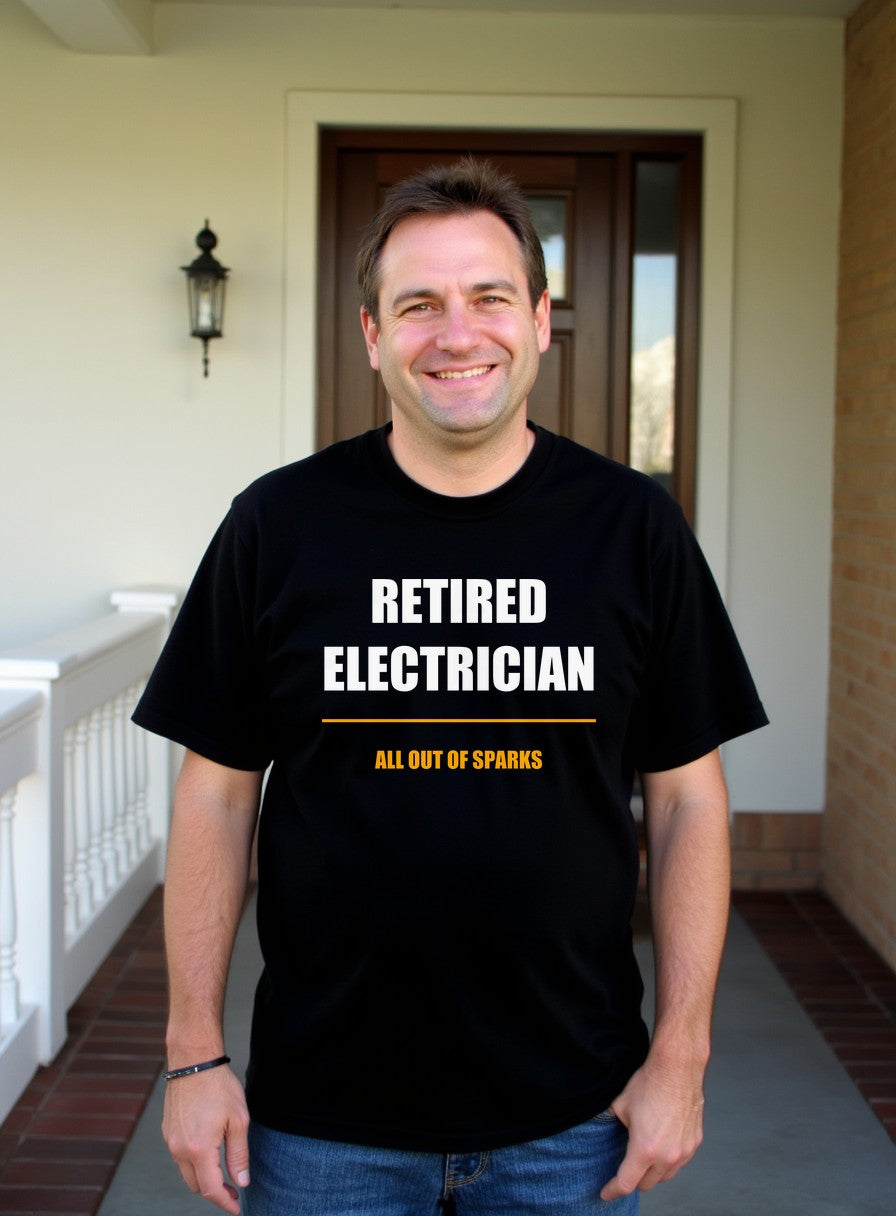 Retired Electrician Shirt — worn lifestyle photo