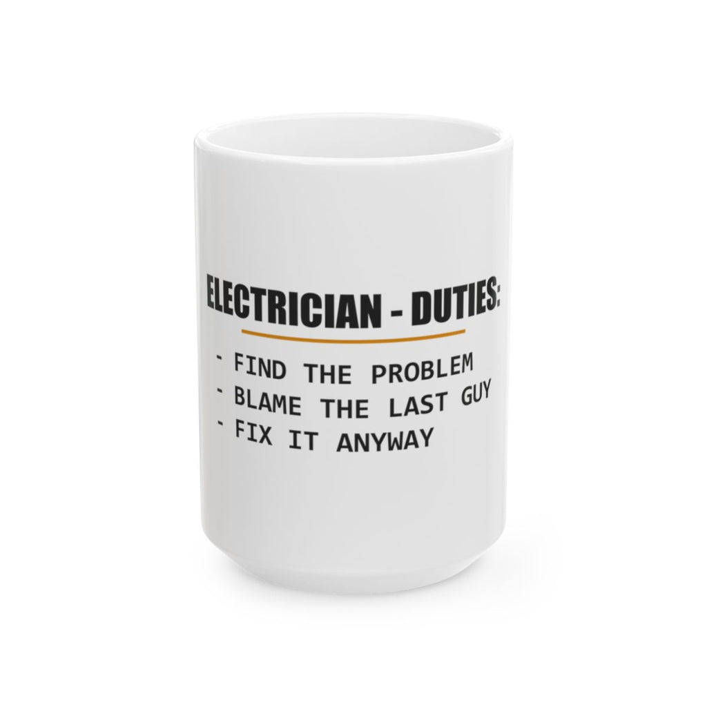 Electrician Job Duties Mug — front alt